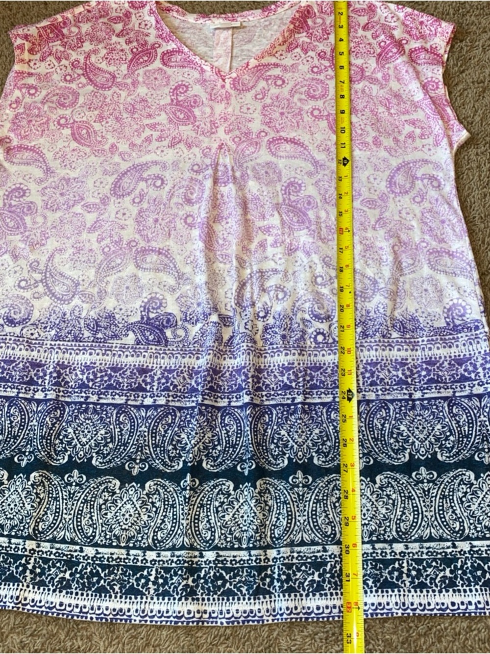J Jill Love Linen Tunic Size 1X Purple Pink Ombre 100% Linen Beach Coastal Boho - Picture 7 of 8